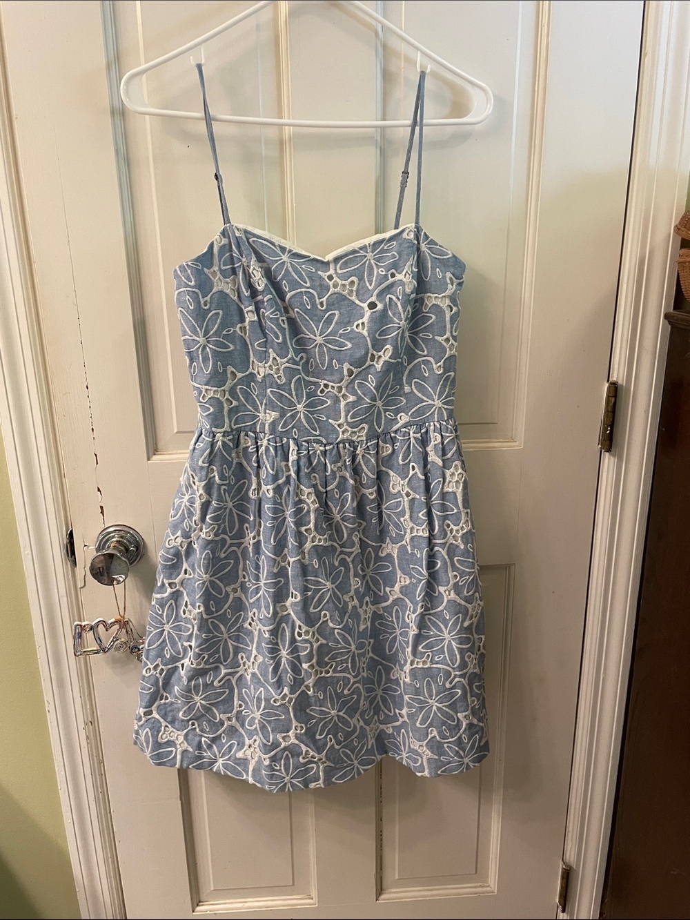Lilly Pulitzer Light Blue & White Floral Eyelet Dress